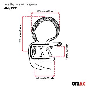 Kia Sorento Door Rubber Seal - Omac - 400 cm - '03-'09 Kia Sorento Door Rubber Seal - Omac - 400 cm - '03-'09